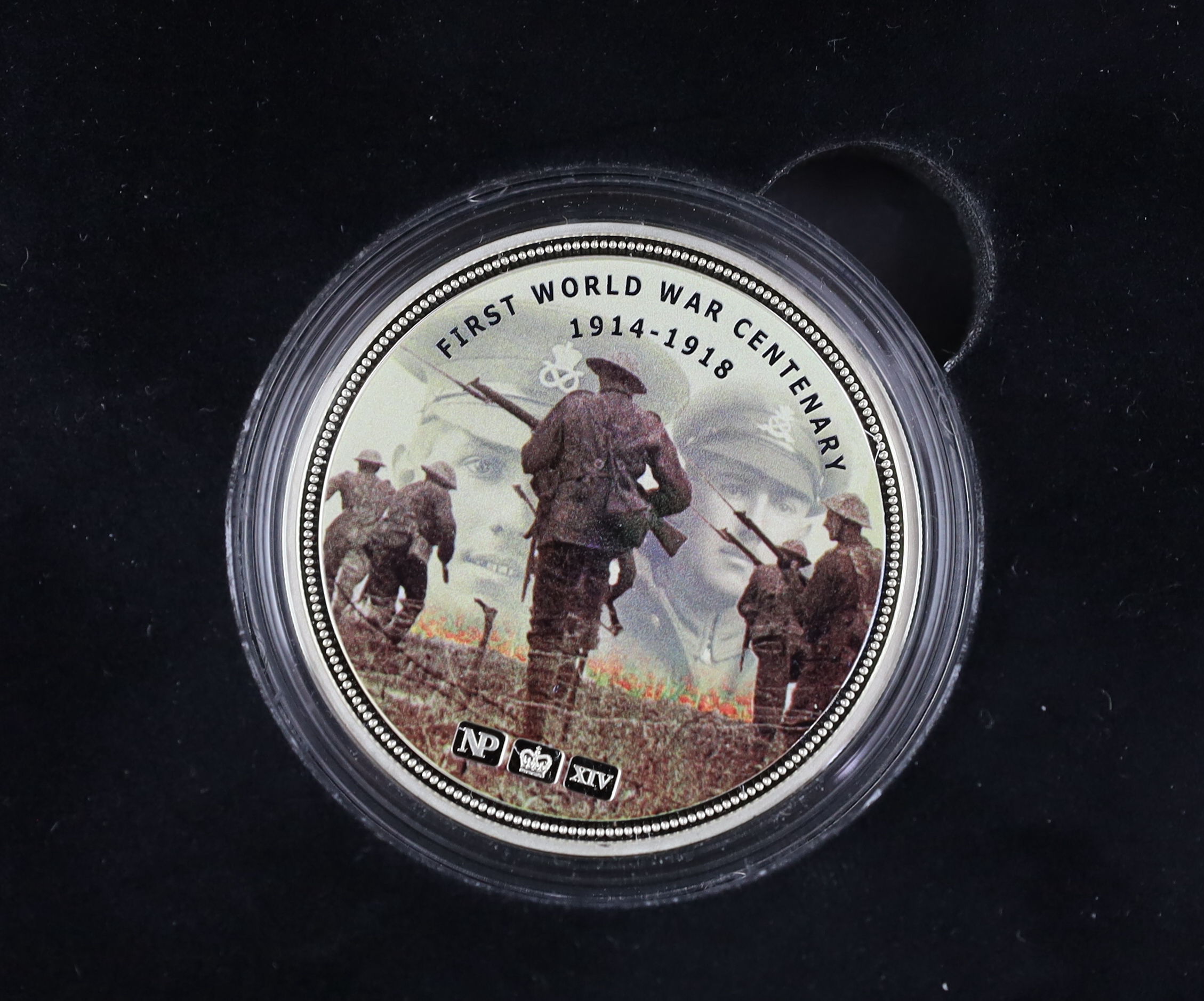 QEII and modern commemorative proof silver coins - Jersey 2014 2oz. ‘100 poppies’ coin, the First World War Centenary 2oz. numisproof, two London Mint 2009 Tristan de Cunha £5 coins, Royal Mint 2009 countdown XXX Olympia